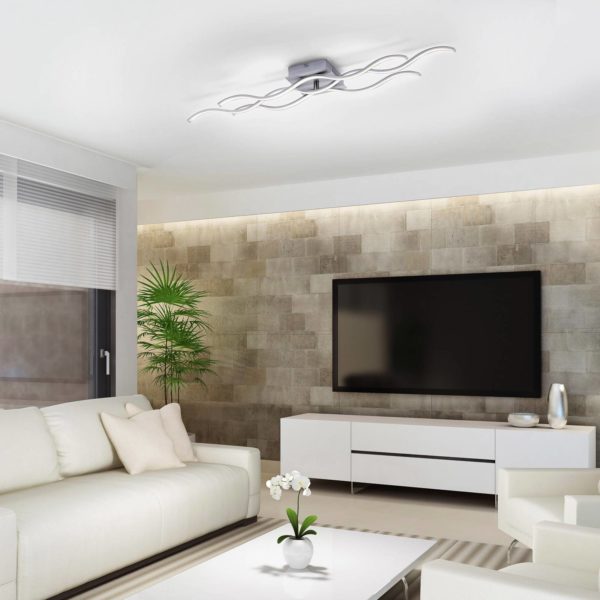 JUST LIGHT. Plafonnier LED Wave 3 000 K 97,5×16 cm acier JUST LIGHT.