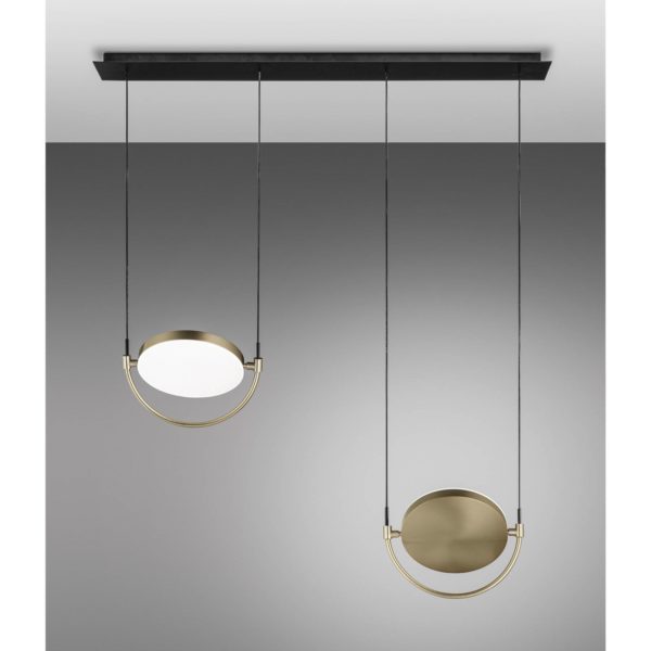 Sil-Lux Suspension LED Giotto, à 2 lampes, séparée, dorée Sil-Lux
