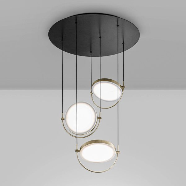 Sil-Lux Suspension LED Giotto, à 3 lampes, dorée Sil-Lux