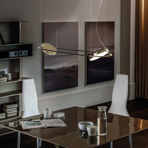 Sil-Lux Suspension LED Giotto, à 2 lampes, groupée, dorée Sil-Lux