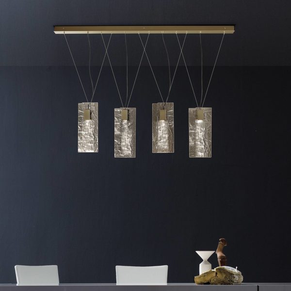Sil-Lux Suspension LED Artide, quatre abat-jour Sil-Lux