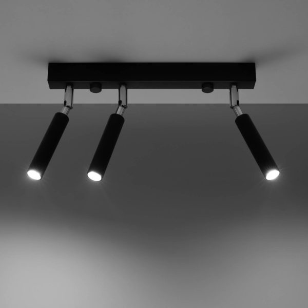 Euluna Nicanor spot plafond noir/chromé à 3 lampes Euluna