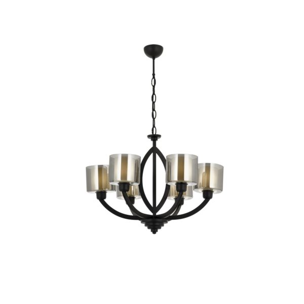 Avonni Lustre AV-7002-1876-6BSY avec abat-jour en verre Avonni