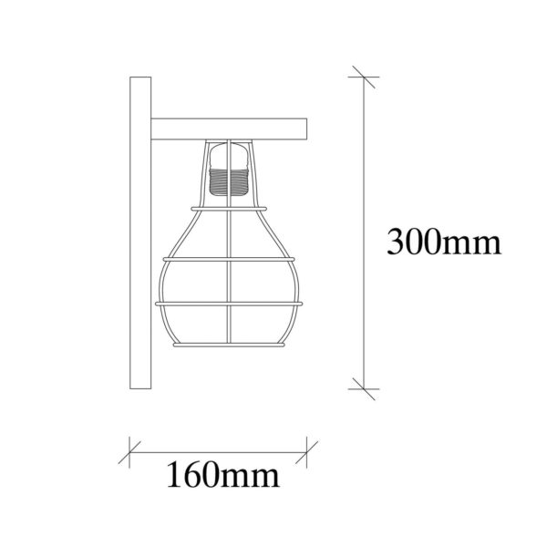 Opviq Applique Erebos 121-A, bois, abat-jour cage noir Opviq