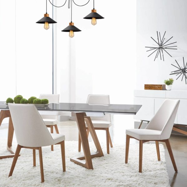 Opviq Suspension Manavgat N-546 à 3 lampes noire Opviq