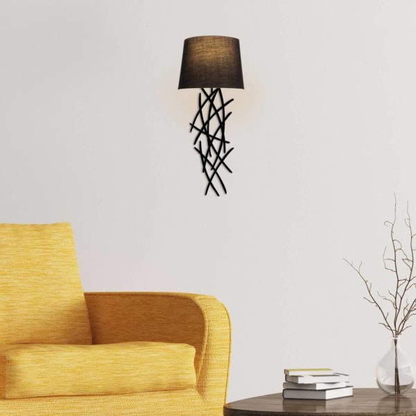 Opviq Applique Asaf 6984 avec abat-jour en tissu noir Opviq