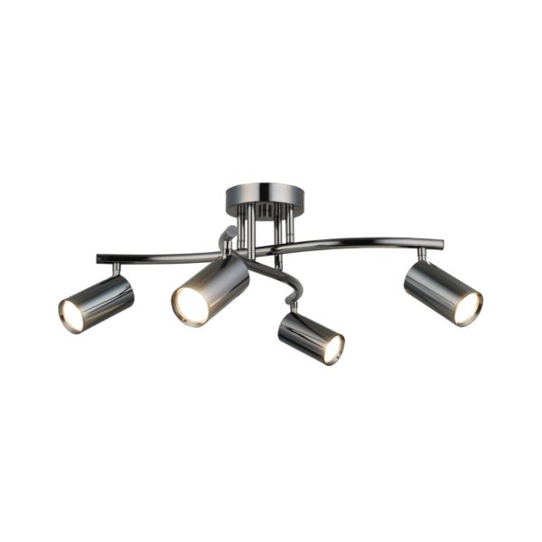 Lucea Spot pour plafond Spotte, noir-chromé, à 4 lampes Lucea