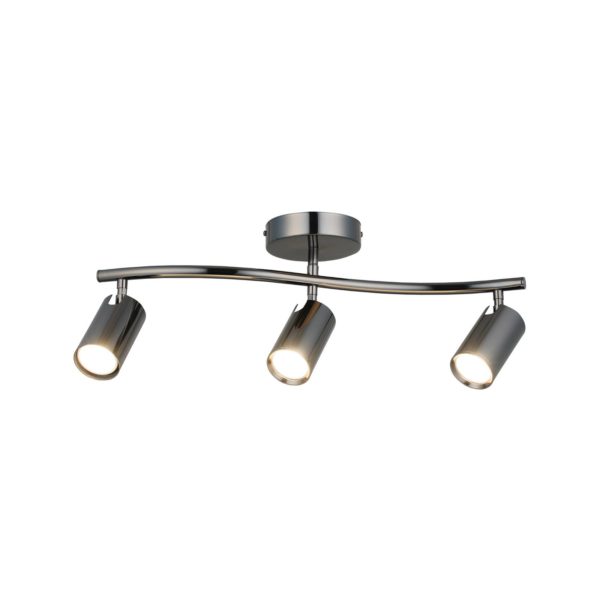 Lucea Spot pour plafond Spotte, noir-chromé, à 3 lampes Lucea