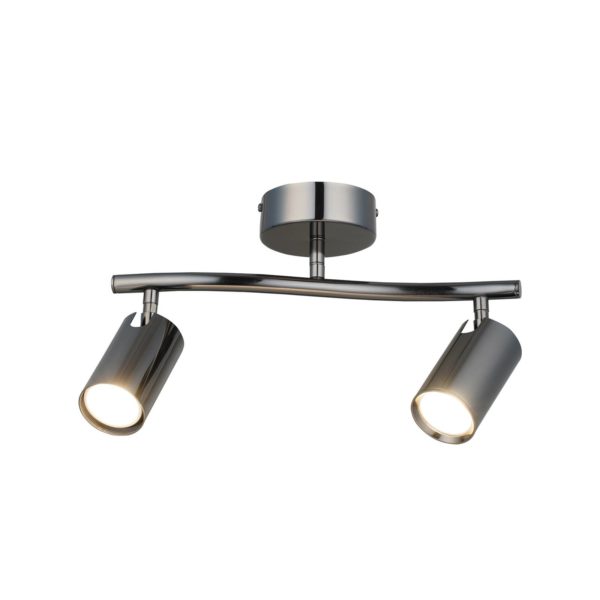 Lucea Spot pour plafond Spotte, noir-chromé, à 2 lampes Lucea