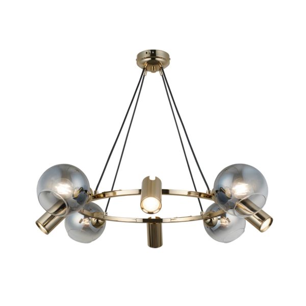 Lucea Suspension Zerde 4+4, Ø 82 cm, dorée, à 8 lampes Lucea
