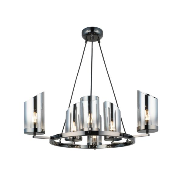 Lucea Lustre Padrela, Ø 68 cm, noir-chromé à 6 lampes Lucea