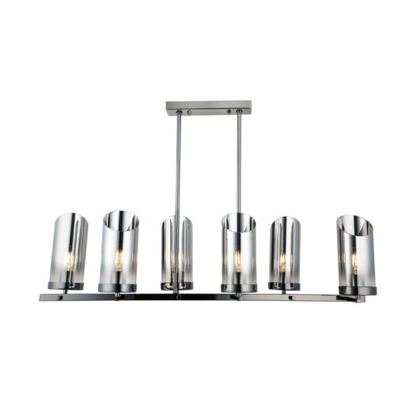 Lucea Lustre Padrela, linéaire, noir-chromé, à 6 lampes Lucea