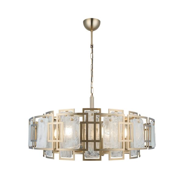 Lucea Lustre Karmella, Ø 65 cm laiton ancien à 8 lampes Lucea