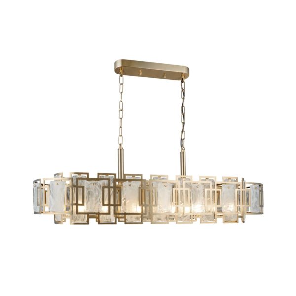 Lucea Lustre Karmella 100 cm laiton ancien à 12 lampes Lucea