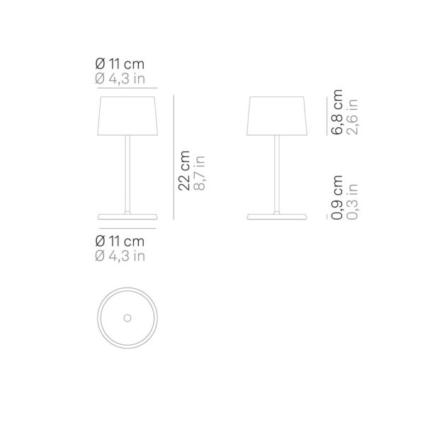 Zafferano Olivia mini 3K Lampe de table à batterie violette Zafferano