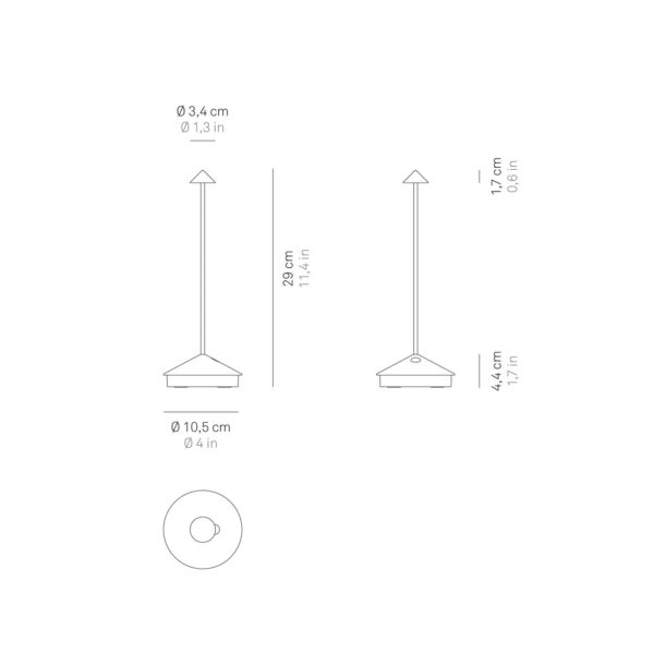 Zafferano Pina 3K Lampe de table à accu IP54 gris foncé Zafferano