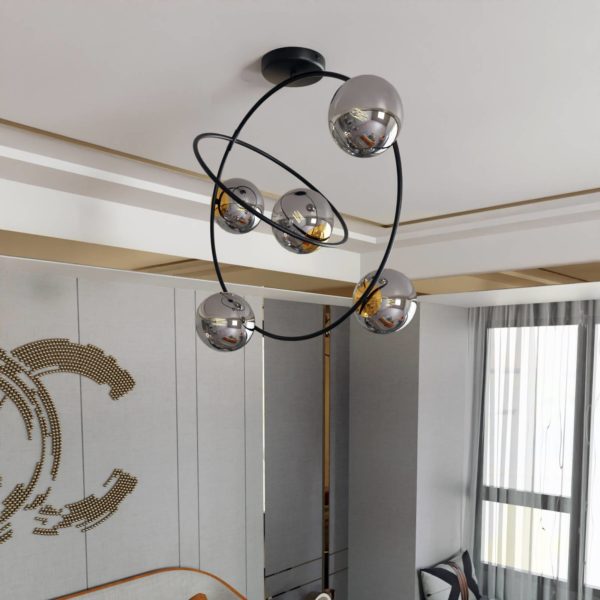 Euluna Plafonnier Ascella, vertical, à 5 lampes, graphite Euluna
