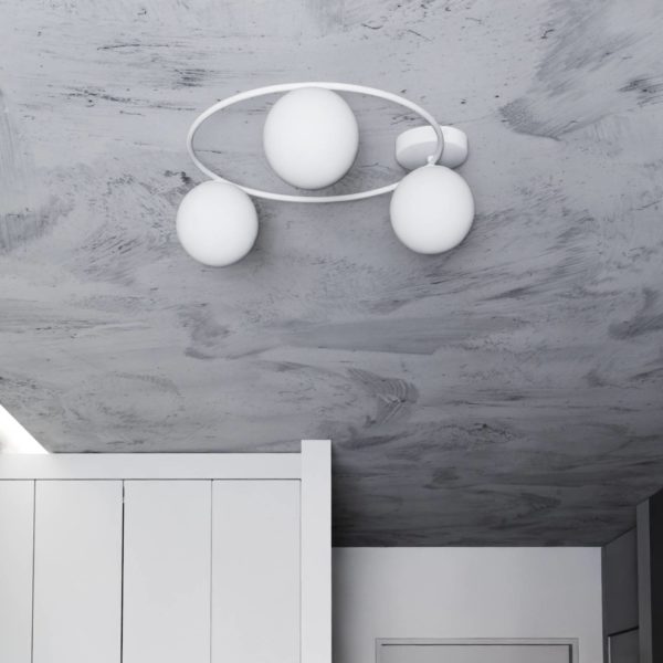 Euluna Plafonnier Ascella, à 3 lampes, blanc/opale Euluna