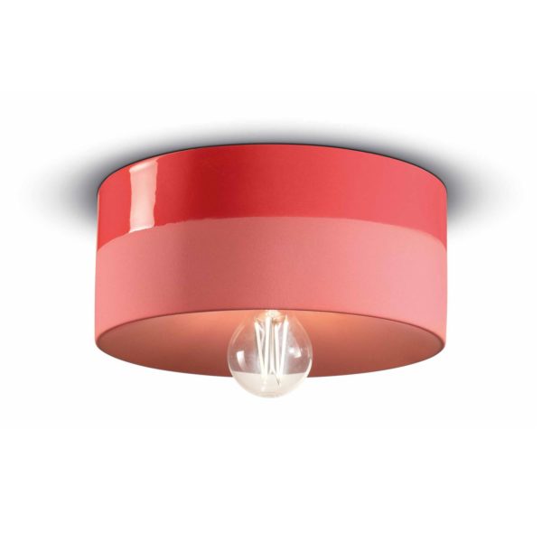 Ferroluce Plafonnier Pi céramique brillant/mat Ø 25 cm rouge Ferroluce