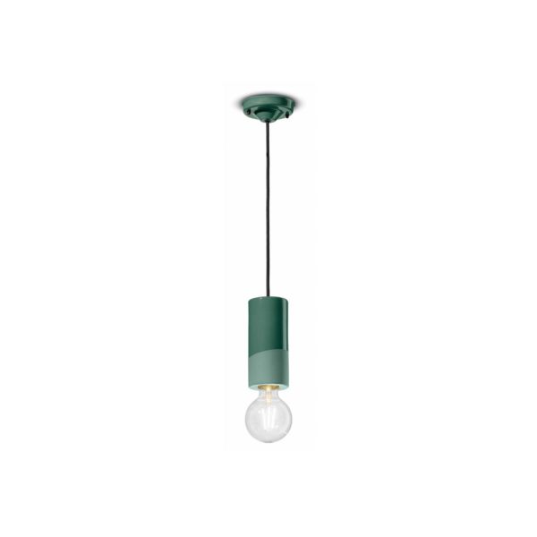 Ferroluce Suspension PI, cylindrique, Ø 8 cm vert Ferroluce