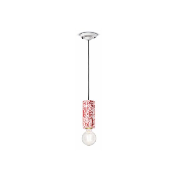 Ferroluce Suspension PI, motif floral Ø 8 cm rouge/blanc Ferroluce