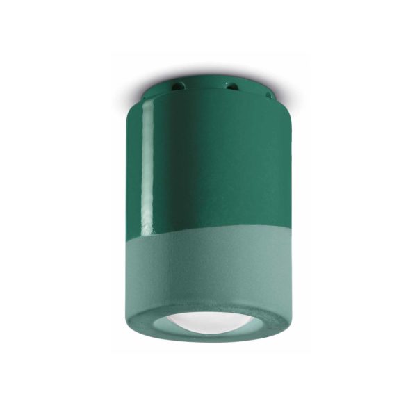 Ferroluce Plafonnier PI, cylindrique, 8,5 cm, vert Ferroluce