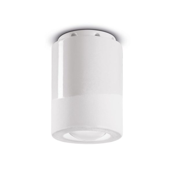 Ferroluce Plafonnier PI, cylindrique, Ø 8,5 cm, blanc Ferroluce