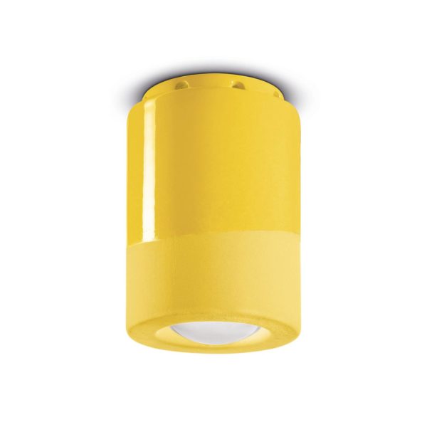 Ferroluce Plafonnier PI, cylindrique, Ø 8,5 cm, jaune Ferroluce