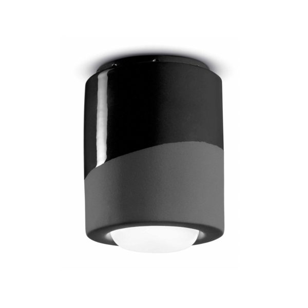 Ferroluce Plafonnier PI, cylindrique, Ø 12,5 cm noir Ferroluce