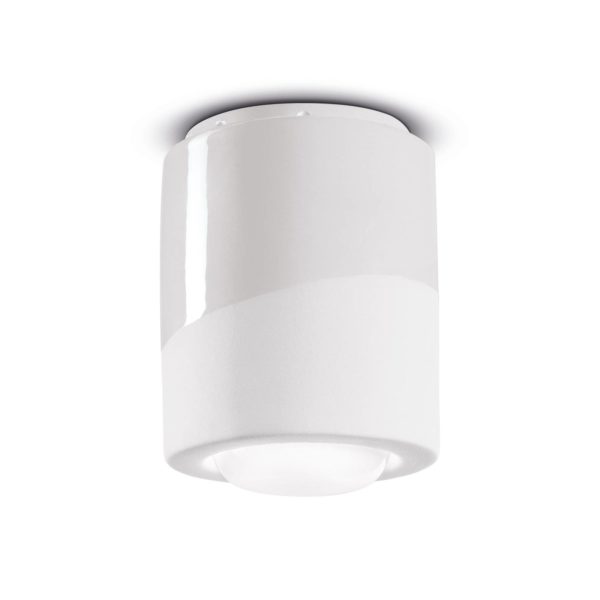 Ferroluce Plafonnier PI, cylindrique, Ø 12,5 cm blanc Ferroluce