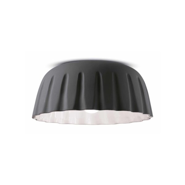 Ferroluce Plafonnier Madame Gres Céramique 17 cm anthracite Ferroluce