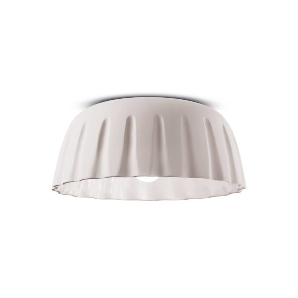 Ferroluce Plafonnier Madame Gres Céramique, hauteur 17 cm, blanc Ferroluce