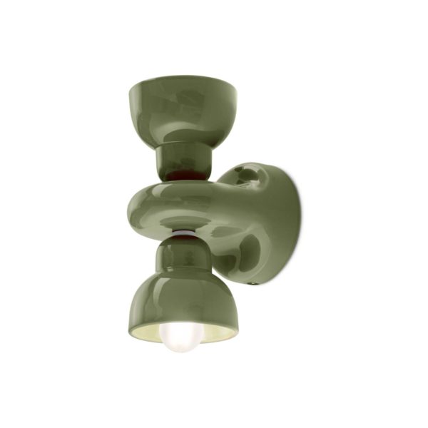 Ferroluce Applique murale Berimbau, vert sauge, à 2 lampes Ferroluce