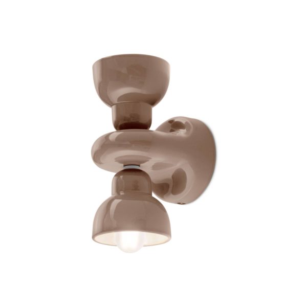 Ferroluce Applique murale Berimbau, marron, à 2 lampes Ferroluce