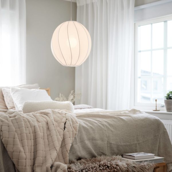 PR Home Suspension Olivia, abat-jour textile, blanc, Ø 35 cm PR Home