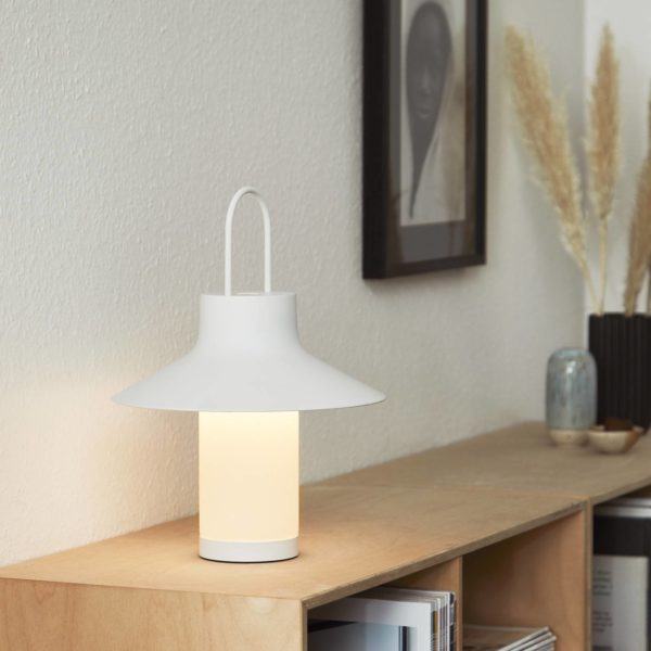 LOOM DESIGN lampe de table LED rechargeable Shadow Large, blanc, IP65 LOOM DESIGN