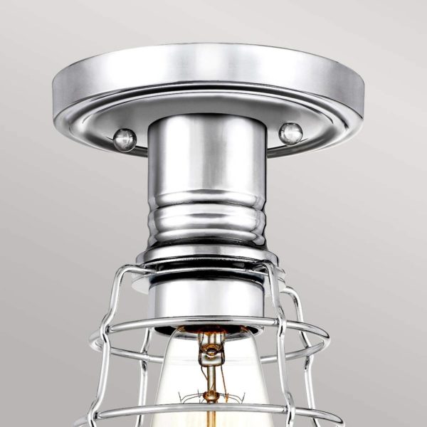 QUOIZEL Plafonnier Mixon avec cage métallique, chrome poli QUOIZEL