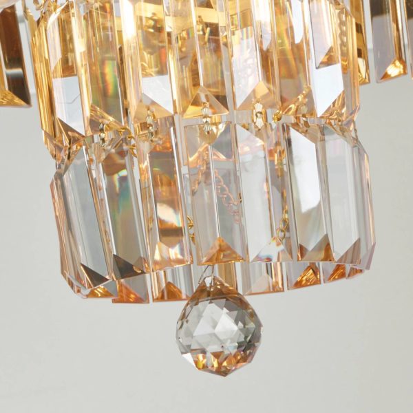 Searchlight Plafonnier Empire, laiton, 4 lampes, verre cristal, IP44 Searchlight