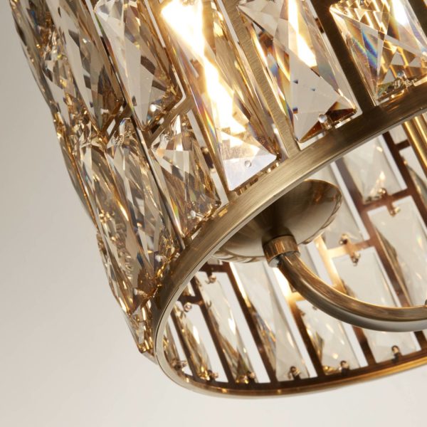 Searchlight Suspension Bijou à 3 lampes, laiton, verre cristal Searchlight
