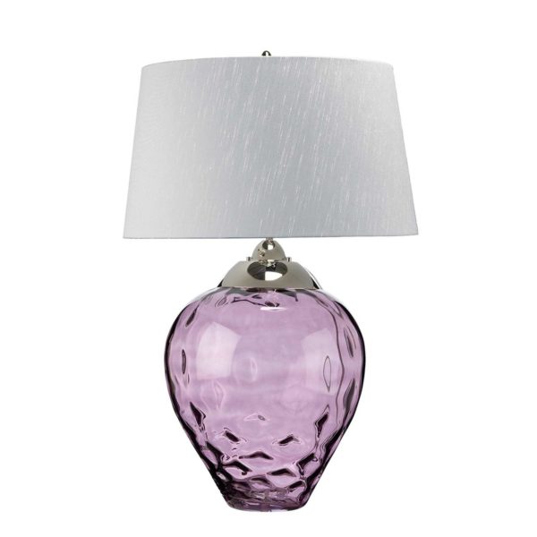 Quintiesse Lampe de table Samara, Ø 51 cm, rose, tissu, verre, à 2 lampes Quintiesse