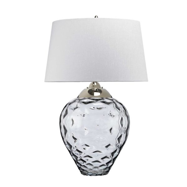 Quintiesse Lampe de table Samara, Ø 51 cm, gris, tissu, verre, à 2 lampes Quintiesse