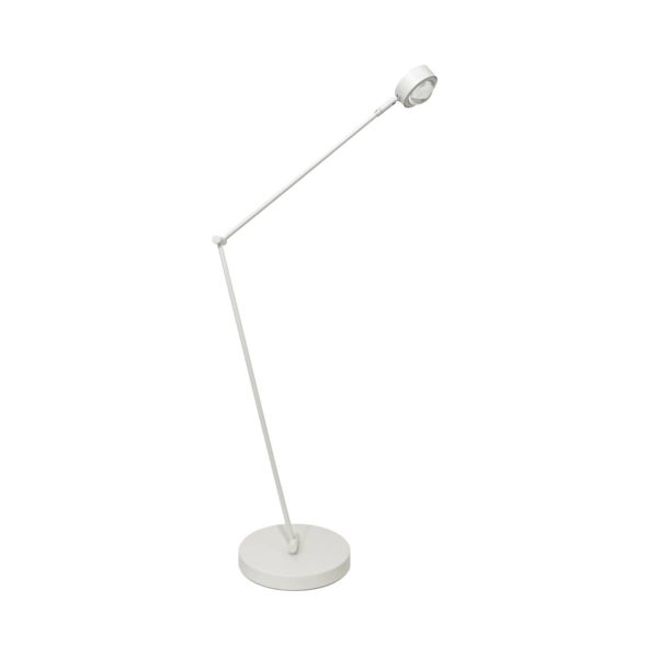 Lindby Lampe sur pied Jyla, blanc, ajustable, lentille, 3000K LINDBY