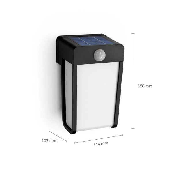 Philips Applique murale LED solaire Shroud, noir/opale, capteur Philips