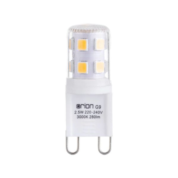 Orion Ampoule à broche LED, claire, G9, 2,5 W, 3.000 K, 280 lm Orion