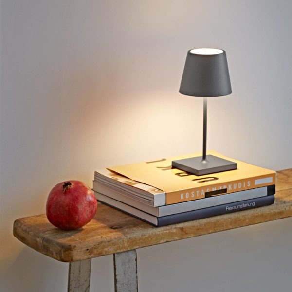 Sigor Lampe de table LED rechargeable Nuindie mini, ronde, USB-C, gris graphite Sigor