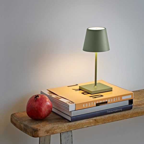 Sigor Lampe de table LED rechargeable Nuindie mini, ronde, USB-C, vert sauge Sigor