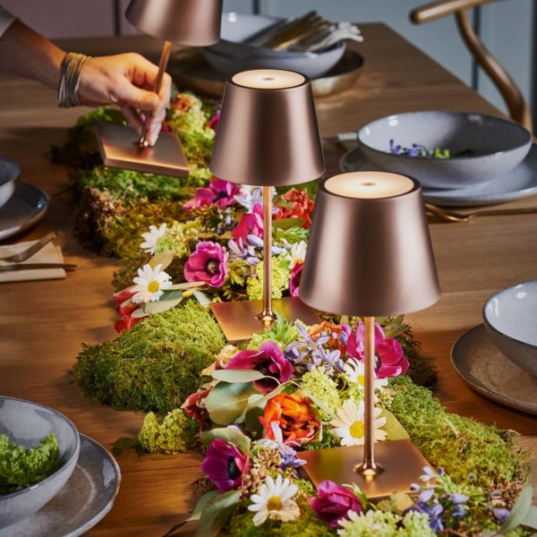 Sigor Lampe de table LED rechargeable Nuindie mini ronde, USB-C, bronze Sigor