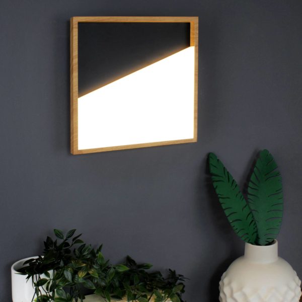 Eco-Light Applique murale LED Vista, noir/bois clair, 30 x 30 cm Eco-Light