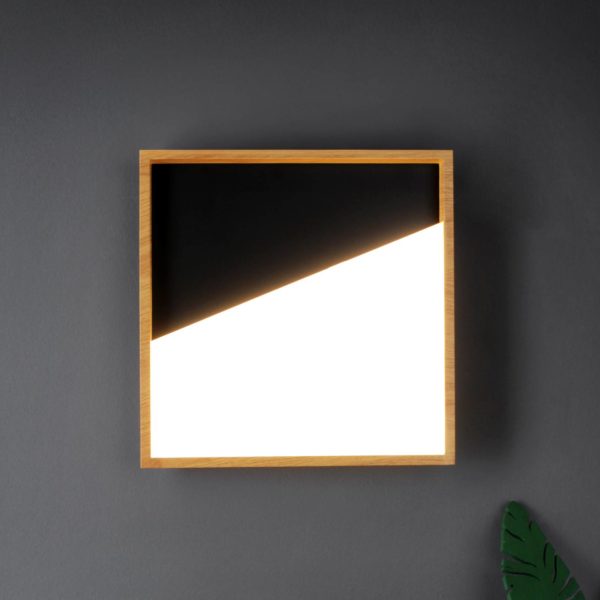 Eco-Light Applique murale LED Vista, noir/bois clair, 40 x 40 cm Eco-Light