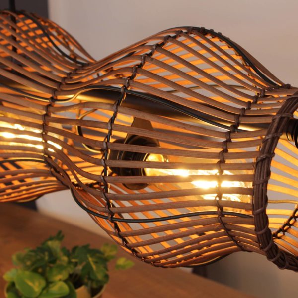 Eco-Light Suspension Bamboo, marron, à 4 lampes Eco-Light